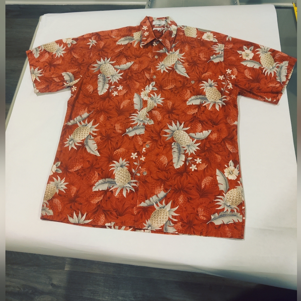 Vintage Pierre Cardin Hawaiian shirt mens red pineapple size M